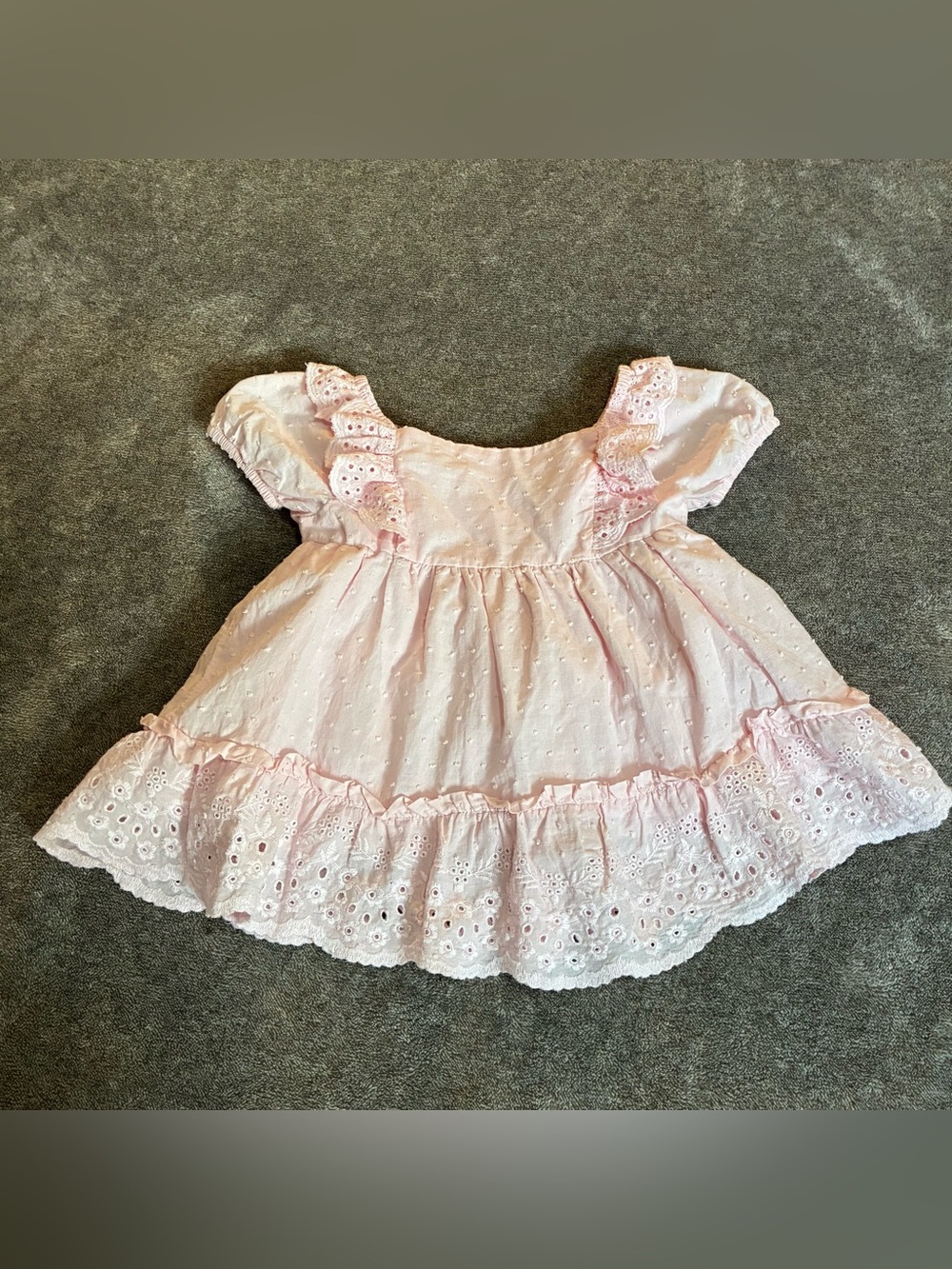Shabby Chic Light Pink Girls Dress Eyelet Lace Trim Ruffle Small 5/6 Coquette